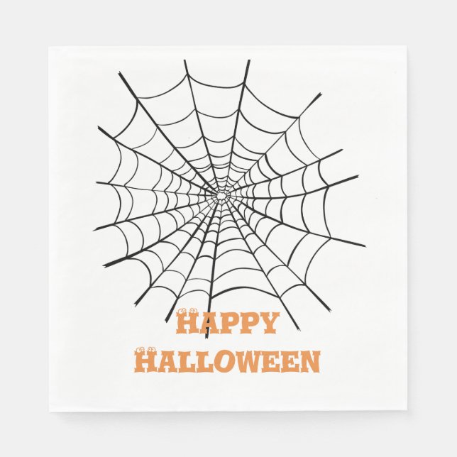 Halloween Spider Web and Eyeballs Napkin (Front)