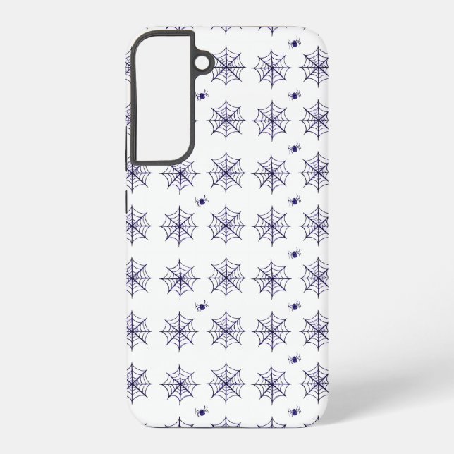 Halloween Spider Web and Spider Pattern Samsung Galaxy S22+ Case (Back)
