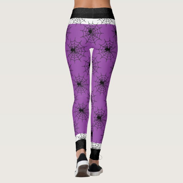Halloween spider web black and purple leggings (Back)