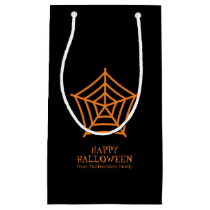 Halloween spider web black orange custom treat small gift bag