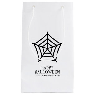 Halloween spider web black white custom treat small gift bag