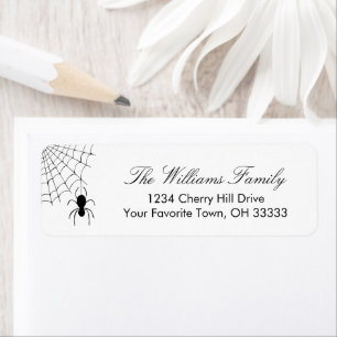 Halloween Spider Web Black White Return Address 