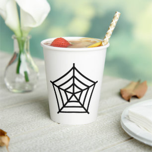 Halloween spider web black & white spooky paper cups