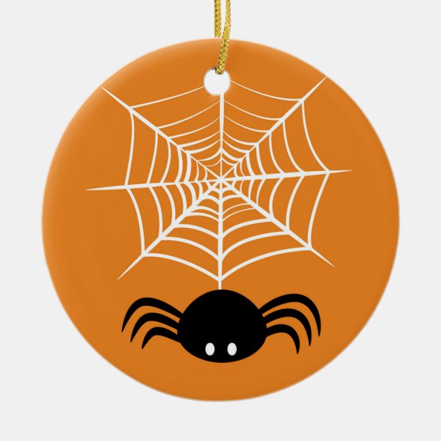 Halloween Spider Web  Ceramic Tree Decoration (Front)