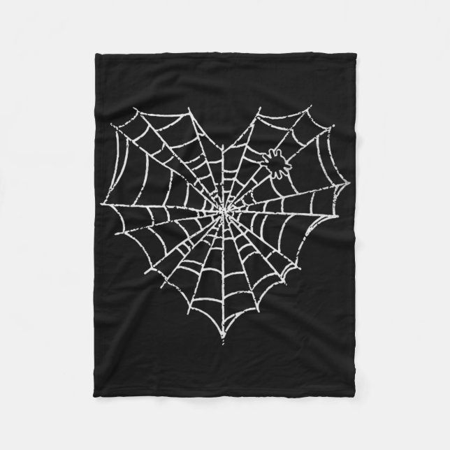Halloween Spider Web Costume Cute Heart Spider Web Fleece Blanket (Front)
