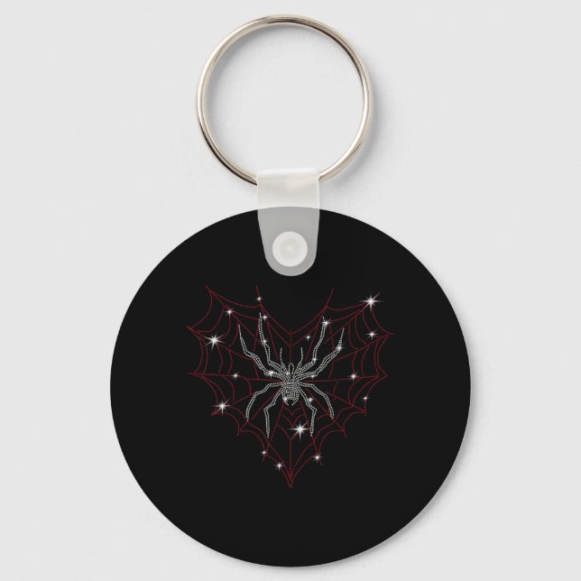 Halloween Spider Web Costume Cute Heart Spider Web Key Ring (Front)