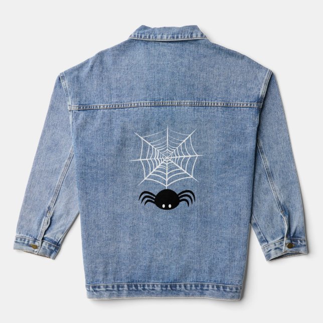 Halloween Spider Web  Denim Jacket (Back)