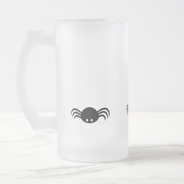 Halloween Spider Web  Frosted Glass Beer Mug (Left)