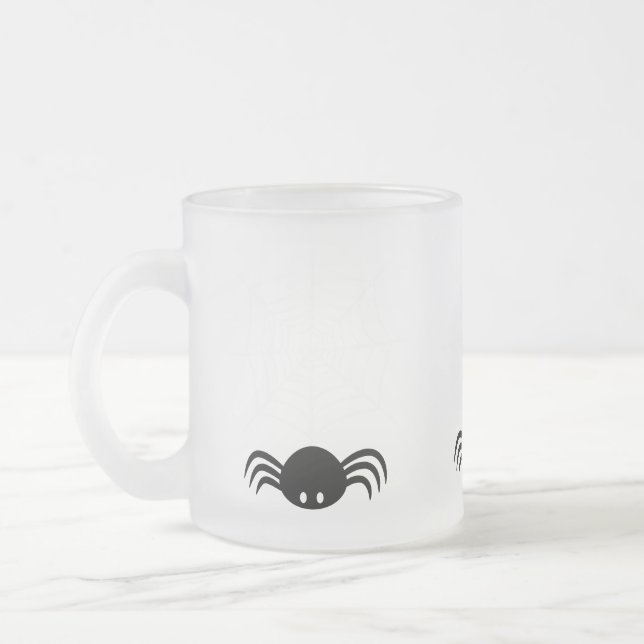 Halloween Spider Web  Frosted Glass Coffee Mug (Left)