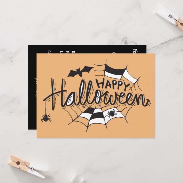 Halloween spider web fun ☜ Custom invitation card (Front/Back In Situ)