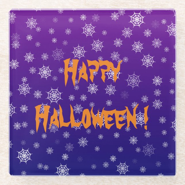 Halloween Spider Web Glass Coaster (Front)