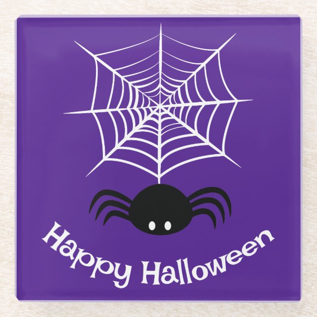 Halloween Spider Web  Glass Coaster (Front)