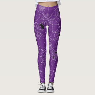 Halloween Spider Web Leggings - Purple