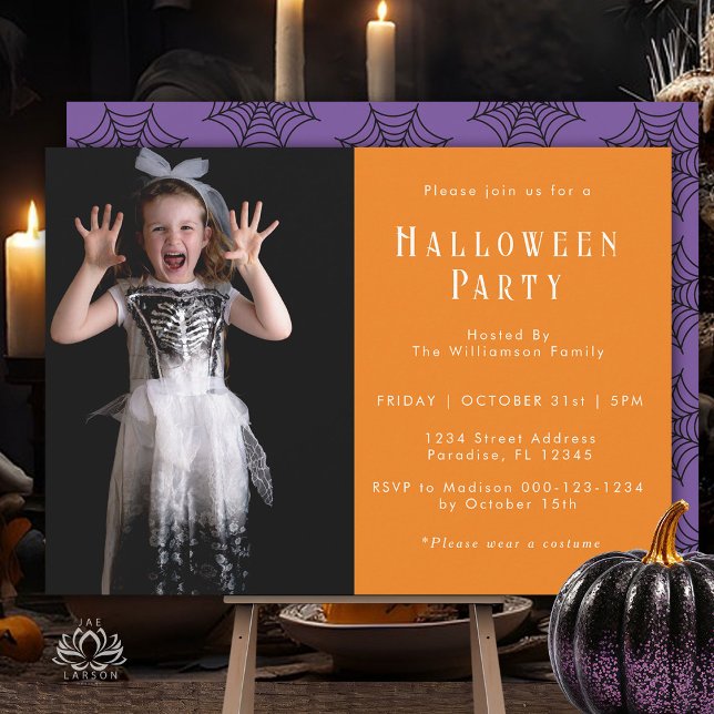 Halloween Spider Web Modern Simple Party Photo  Postcard (Creator Uploaded)
