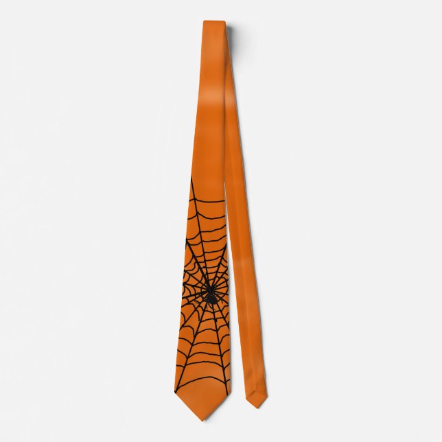 Halloween Spider Web on Orange Tie (Front)