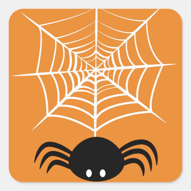 Halloween Spider Web Square Sticker (Front)