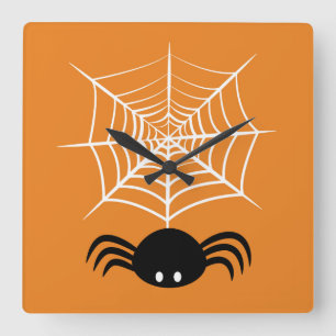 Halloween Spider Web  Square Wall Clock