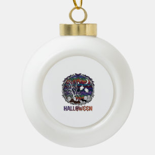 Halloween Spider Web Tree Ghosts Pumpkins Tombston Ceramic Ball Christmas Ornament