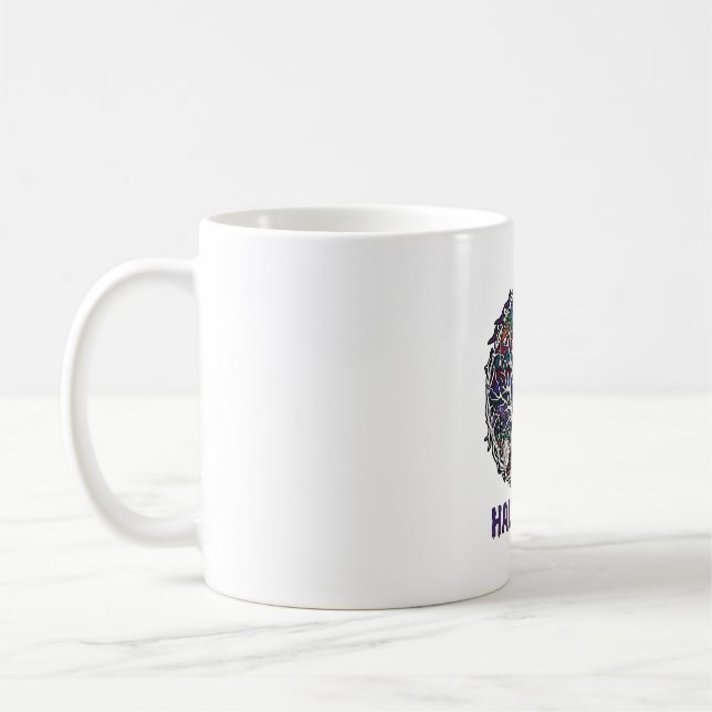 Halloween Spider Web Tree Ghosts Pumpkins Tombston Coffee Mug (Left)