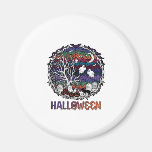 Halloween Spider Web Tree Ghosts Pumpkins Tombston Magnet