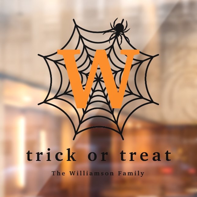 Halloween Spider Web Trick or Treat Monogram Window Cling (Sheet 2)