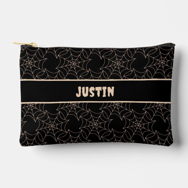 Halloween Spider Webs Accessory Pouch (Front)