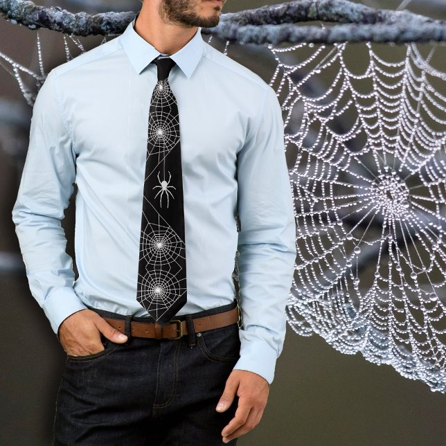 Halloween Spider Webs Black Neck Tie (Creator Uploaded)