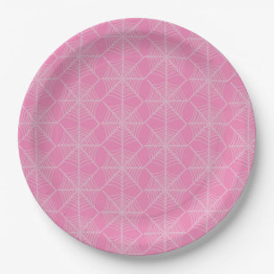 Halloween Spider Webs in Pink and White Paper Plate