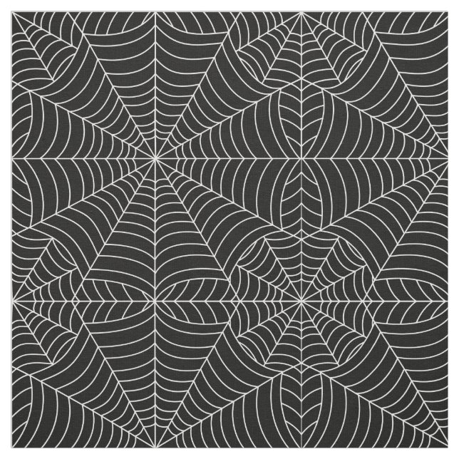 Halloween Spider Webs on Black Fabric (Swatch)