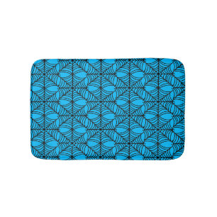 Halloween Spider Webs on Blue Bath Mat