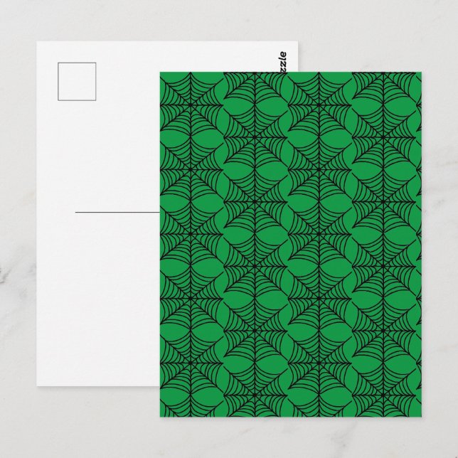 Halloween Spider Webs on Green Postcard (Front/Back)