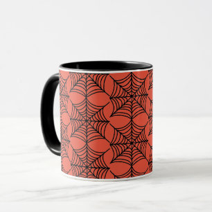 Halloween Spider Webs on Orange Mug