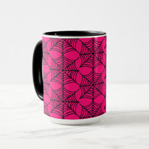 Halloween Spider Webs on Pink Mug
