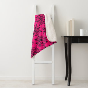 Halloween Spider Webs on Pink Sherpa Blanket