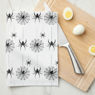 Halloween Spider Webs Pattern Spooky Cobweb Tea Towel