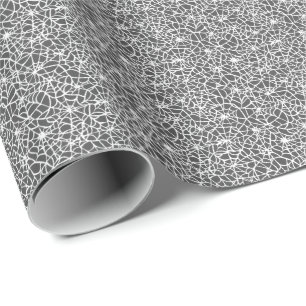 Halloween Spider Webs White Black Pattern Wrapping Paper