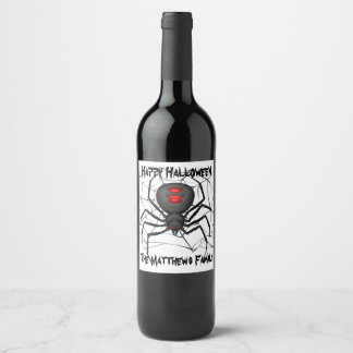 Halloween Spider Wine Label