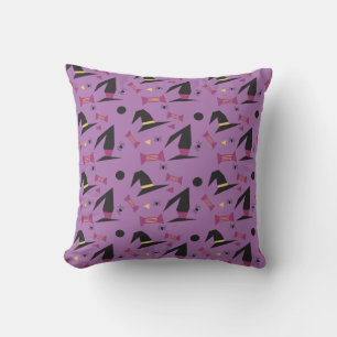 Halloween Spider Witch Hat Candy Purple Cushion