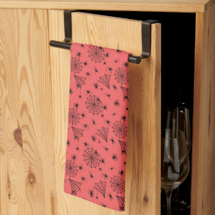 Halloween Spiders and Webs on Tea Towel