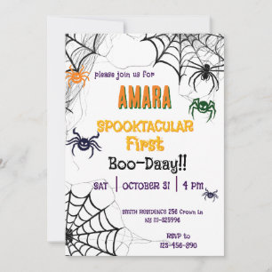 Halloween Spiders Birthday Halloween Invitation