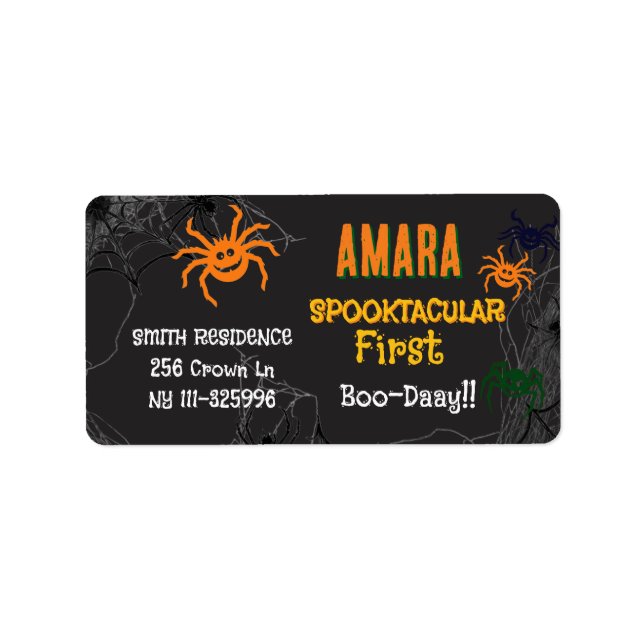 Halloween Spiders Birthday Halloween Label (Front)