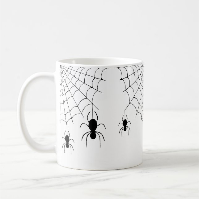 Halloween Spiders Black Cobwebs Spooky Coffee Mug (Left)