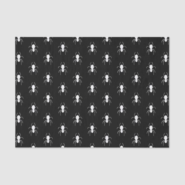 Halloween Spiders Black White Tissue Paper (Front)