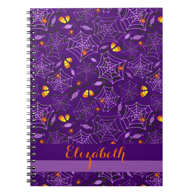 Halloween Spiders & Candy Personalised Notebook (Front)