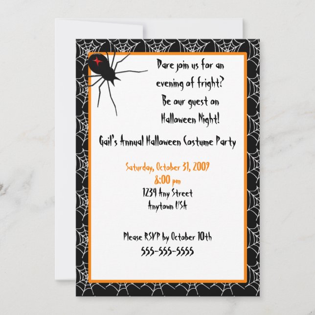 Halloween Spiders Invitation (Front)