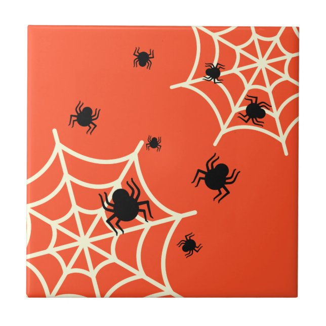 Halloween Spiders on Web Tile (Front)