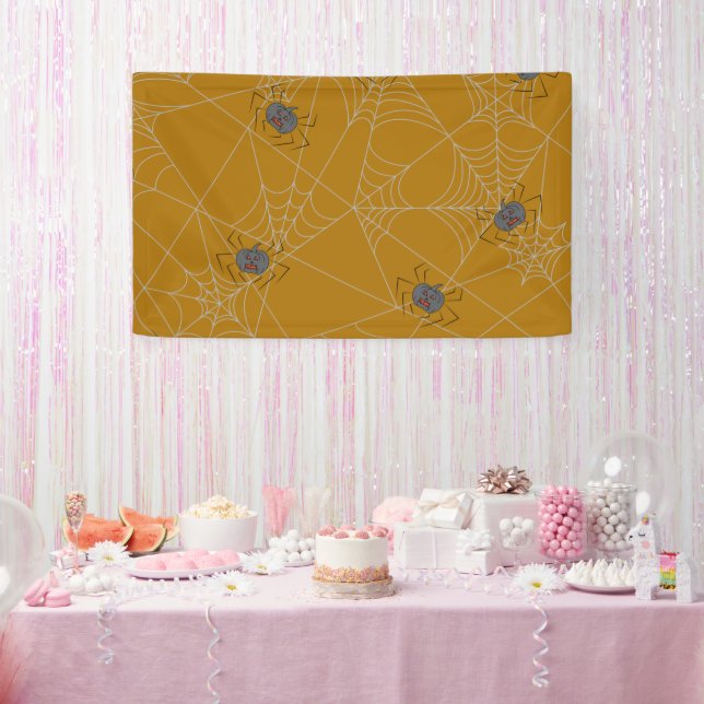 Halloween spiders web and pumpkins  banner (Party)