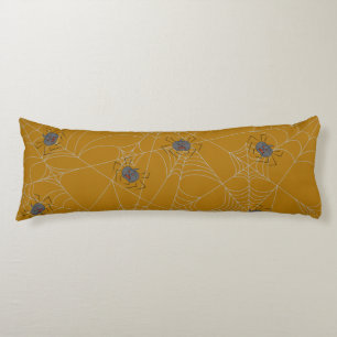 Halloween spiders web and pumpkins body cushion