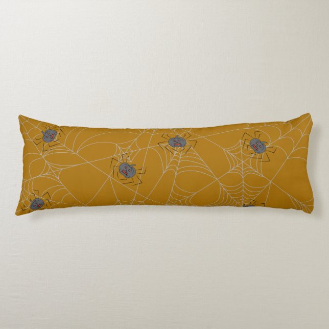 Halloween spiders web and pumpkins   body cushion (Front)