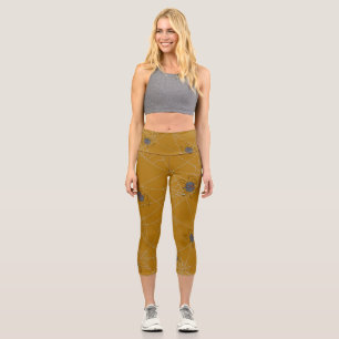 Halloween spiders web and pumpkins capri leggings